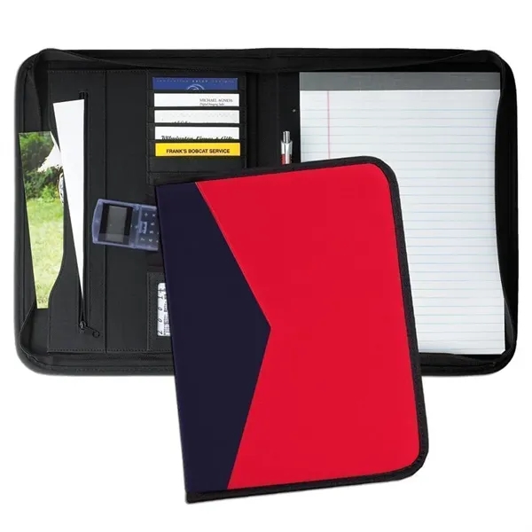 Order Union/USA Made Tribeca 2 Tone Zipper Stitched Letter Portfolio Folder-Nylon... from ASI 73775 Unionwear