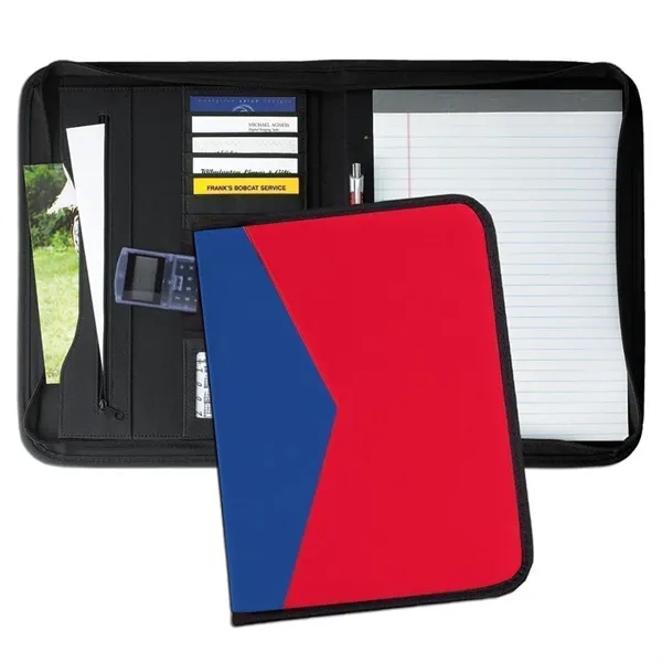 Order Union/USA Made Tribeca 2 Tone Zipper Stitched Letter Portfolio Folder-Nylon... from ASI 73775 Unionwear