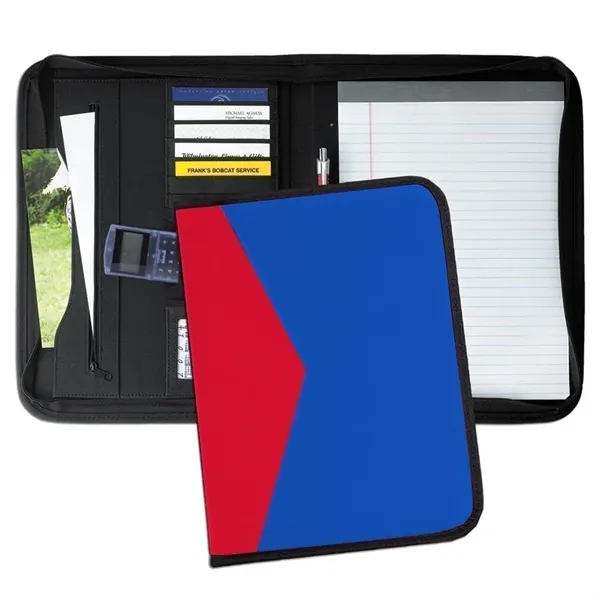 Order Union/USA Made Tribeca 2 Tone Zipper Stitched Letter Portfolio Folder-Nylon... from ASI 73775 Unionwear
