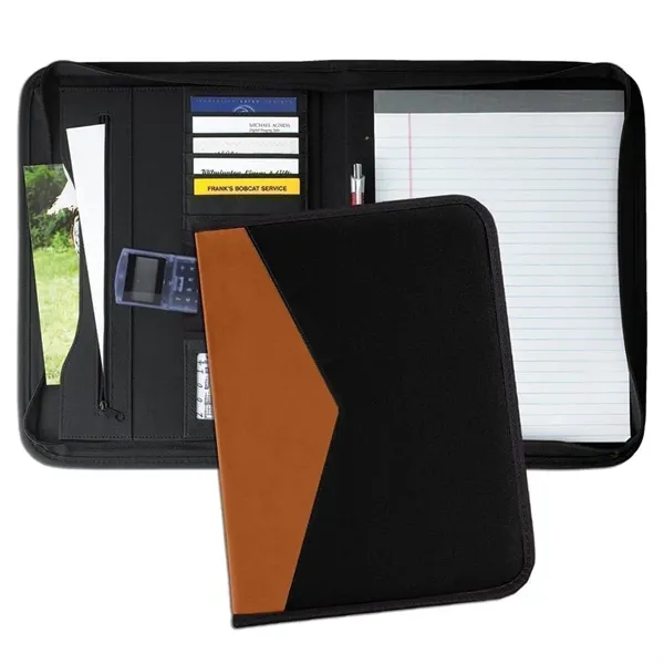 Order Union/USA Made Tribeca 2 Tone Zipper Stitched Letter Portfolio Folder-Nylon... from ASI 73775 Unionwear