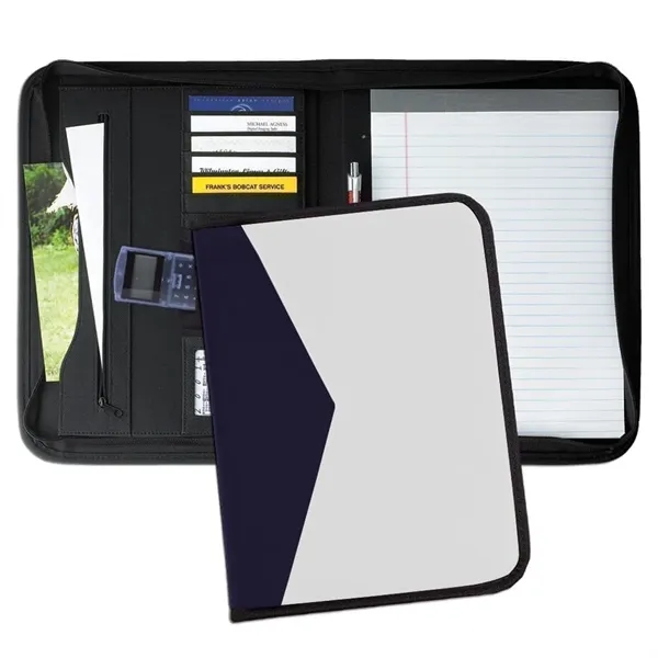 Order Union/USA Made Tribeca 2 Tone Zipper Stitched Letter Portfolio Folder-Nylon... from ASI 73775 Unionwear