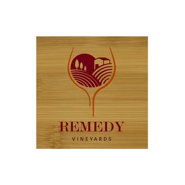Square bamboo coaster opener with custom full color digital decoration on... from ASI 54040 Fey Promo