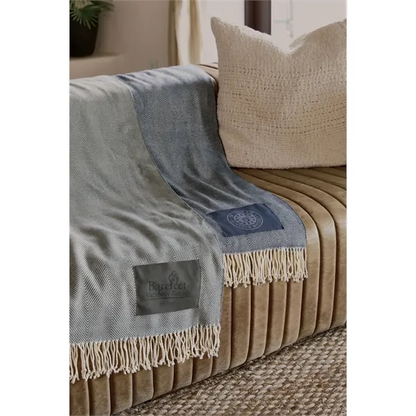 A simple chevron motif, 50" x 66" blanket with knotted fringes,... from ASI 91605 Towel Specialties / Cobblestone Mills