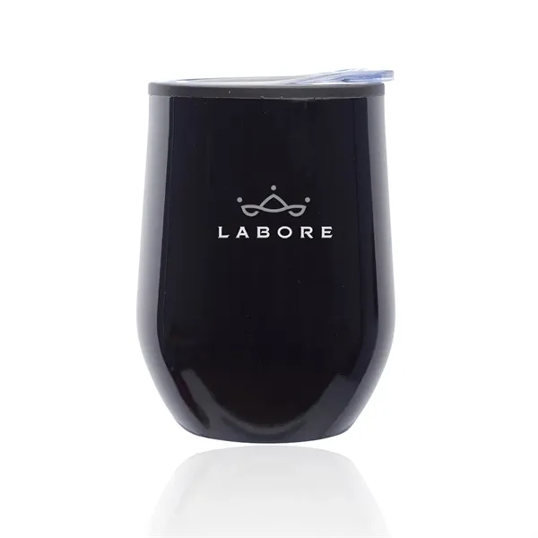 12 oz. Shelby stemless, stainless steel wine glass with a black... from ASI 39552 BEL Promo