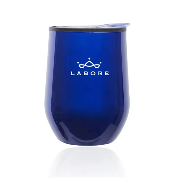 12 oz. Shelby stemless, stainless steel wine glass with a black... from ASI 39552 BEL Promo