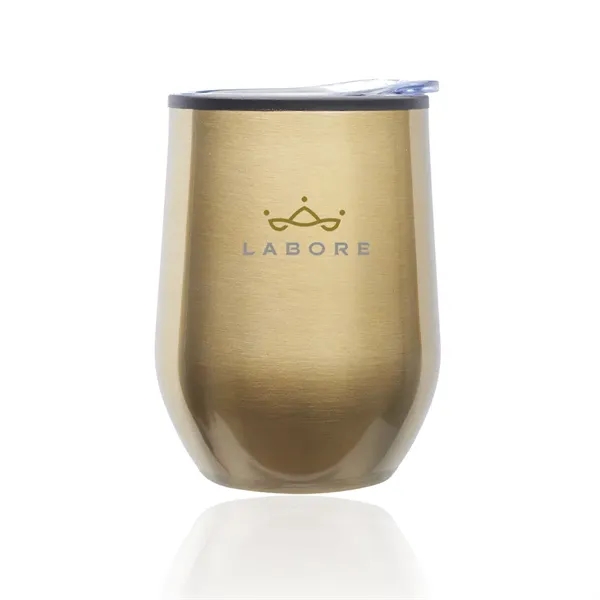 12 oz. Shelby stemless, stainless steel wine glass with a black... from ASI 39552 BEL Promo