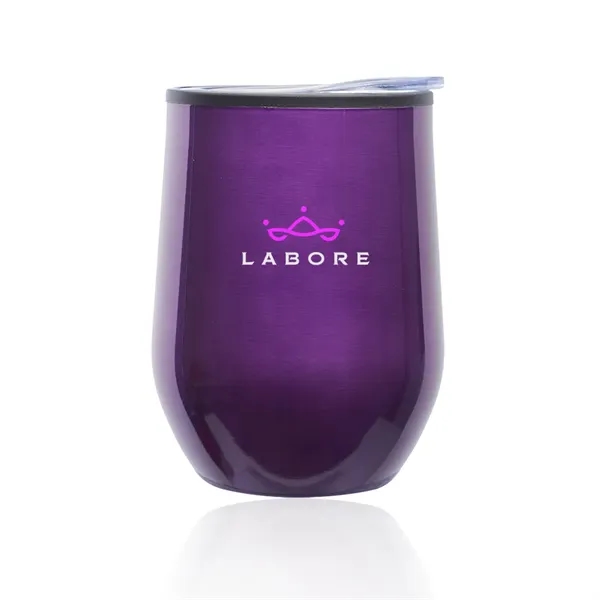 12 oz. Shelby stemless, stainless steel wine glass with a black... from ASI 39552 BEL Promo