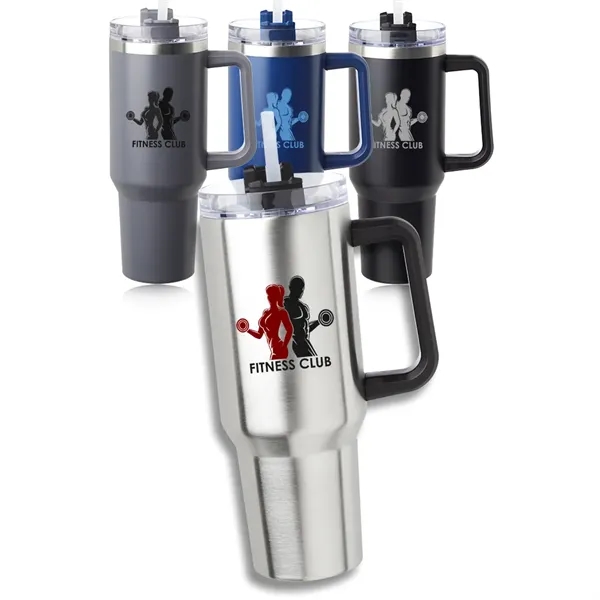 40 oz. stainless steel travel mug with handle, lid, straw and... from ASI 39552 BEL Promo