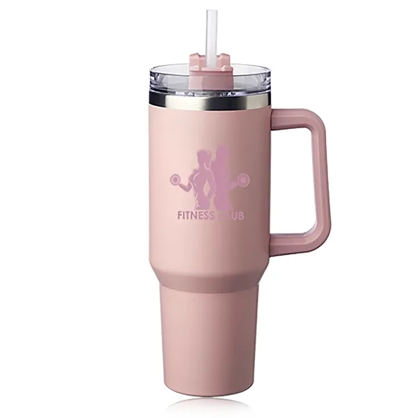 40 oz. stainless steel travel mug with handle, lid, straw and... from ASI 39552 BEL Promo