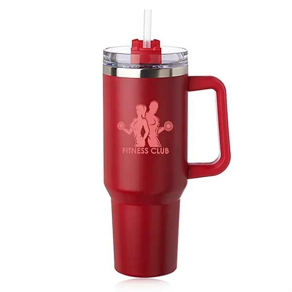 40 oz. stainless steel travel mug with handle, lid, straw and... from ASI 39552 BEL Promo