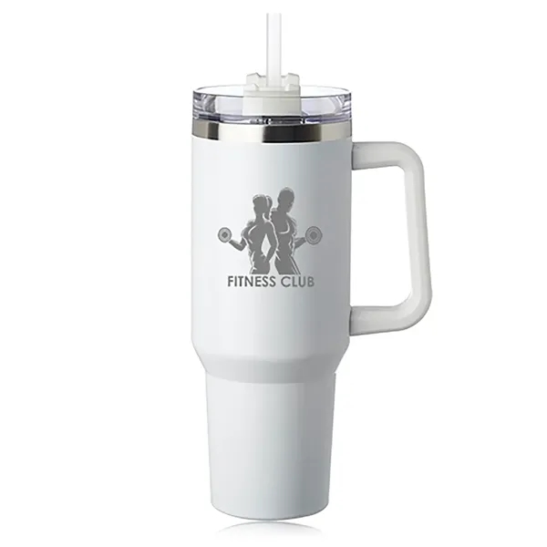40 oz. stainless steel travel mug with handle, lid, straw and... from ASI 39552 BEL Promo