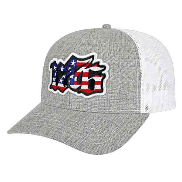 Mid profile six panel structured cap with modified flat visor, blended... from ASI 43792 Cap America Inc