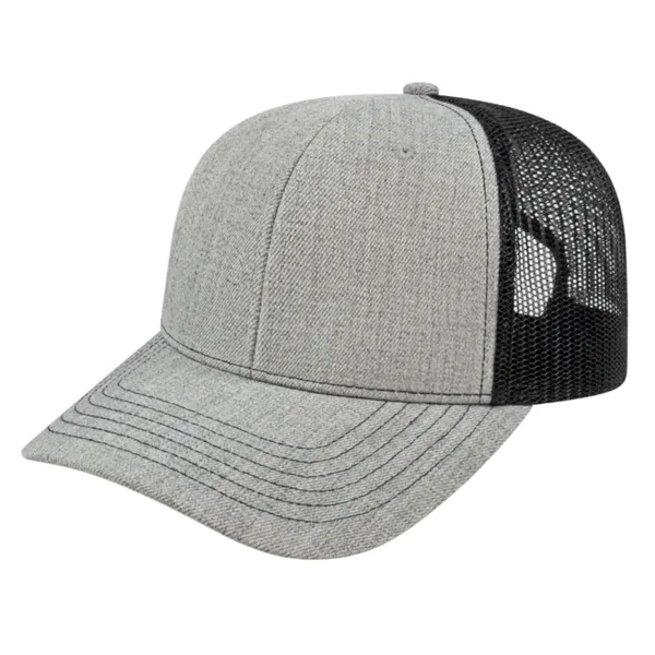 Mid profile six panel structured cap with modified flat visor, blended... from ASI 43792 Cap America Inc