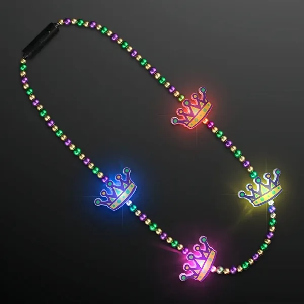 Festive LED bead necklace with vibrant purple, gold, and green beads... from ASI 34194 ALightPromos