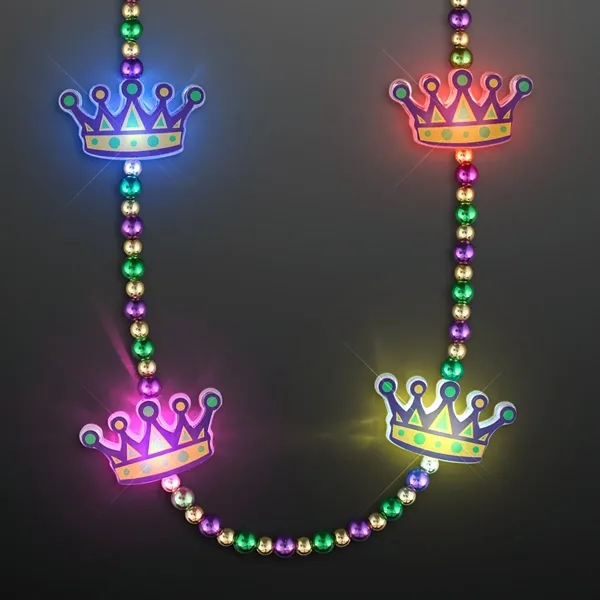 Festive LED bead necklace with vibrant purple, gold, and green beads... from ASI 34194 ALightPromos