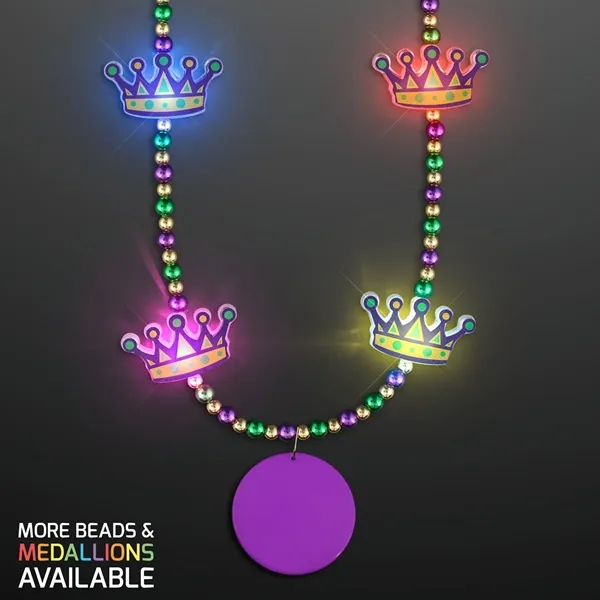 Festive LED bead necklace with vibrant purple, gold, and green beads... from ASI 34194 ALightPromos