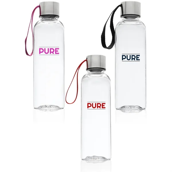 17 oz. BPA free, clear plastic water bottle with black strap... from ASI 39552 BEL Promo