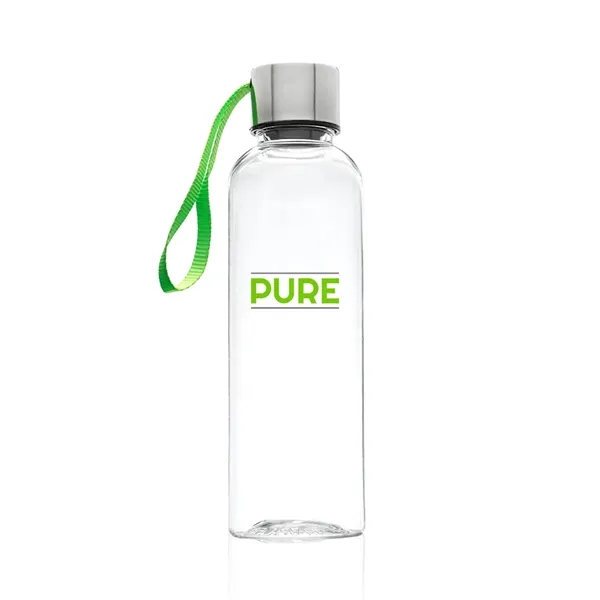 17 oz. BPA free, clear plastic water bottle with black strap... from ASI 39552 BEL Promo