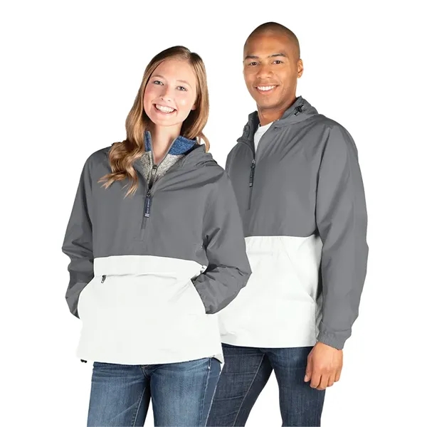 Pack-N-Go® polyester half-zip unisex pullover jacket that folds into its own... from ASI 44620 Charles River Apparel