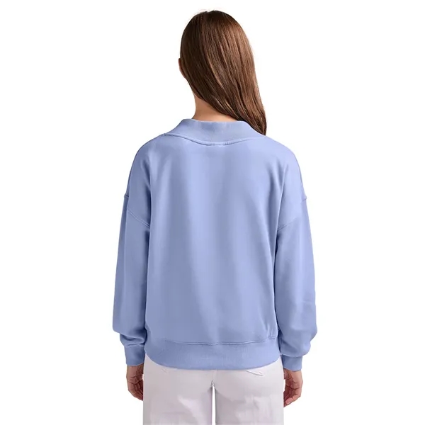 Cotton and recycled polyester mock-neck sweatshirt with relaxed fit, ribbed trim,... from ASI 44620 Charles River Apparel