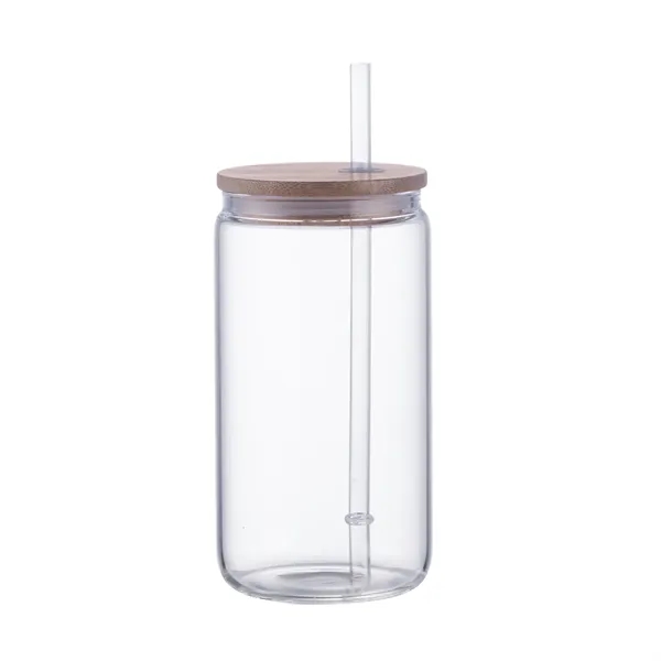 Natural & sustainable 18oz glass tumbler. Bamboo lid, reusable straw. Large... from ASI 41511 Brainchild USA Inc / BrainChild Gift Club