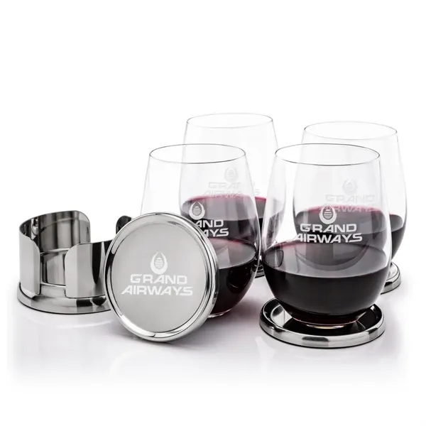 The Baldoni Coasters & Stemless Wine Set blends refined design with... from ASI 84592 St Regis Group