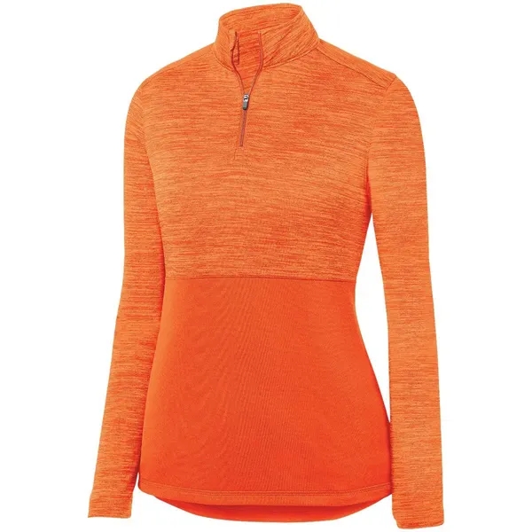 The Ladies Shadow Tonal Heather 1/4 Zip Pullover is crafted from... from ASI 37461 Augusta Sportswear / Holloway Sportswear