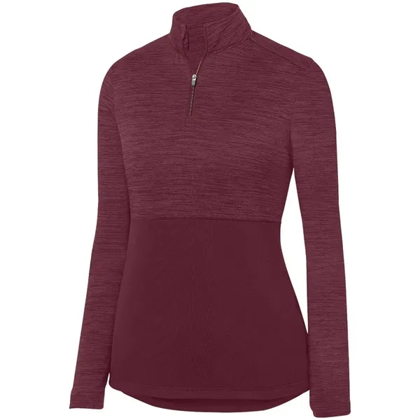 The Ladies Shadow Tonal Heather 1/4 Zip Pullover is crafted from... from ASI 37461 Augusta Sportswear / Holloway Sportswear