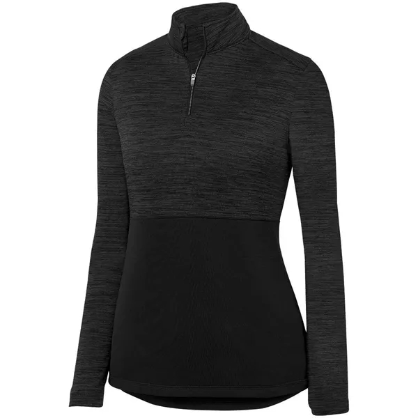 The Ladies Shadow Tonal Heather 1/4 Zip Pullover is crafted from... from ASI 37461 Augusta Sportswear / Holloway Sportswear