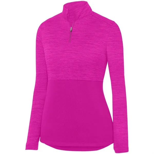 The Ladies Shadow Tonal Heather 1/4 Zip Pullover is crafted from... from ASI 37461 Augusta Sportswear / Holloway Sportswear