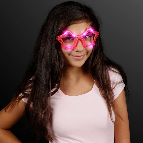 Blank or Imprinted. Assorted color flashing LED star shaped sunglasses.... from ASI 34194 ALightPromos / Alight Promotional Products