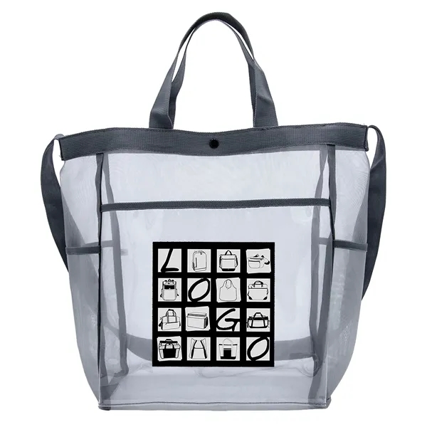 Micro Mesh Tote with spacious main compartment, clear front pocket, mesh... from ASI 46420 Continental Mkting Svc Inc / CMBags