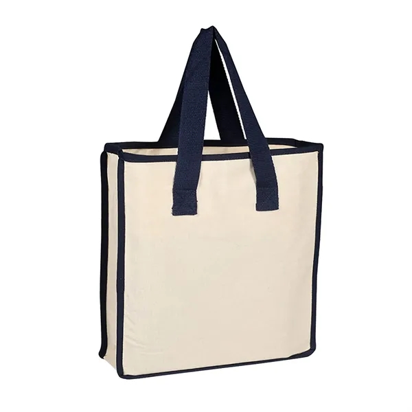 Classic canvas tote with vibrant contrast handles. Spacious, durable & eco-friendly... from ASI 41511 Brainchild USA Inc / BrainChild Gift Club