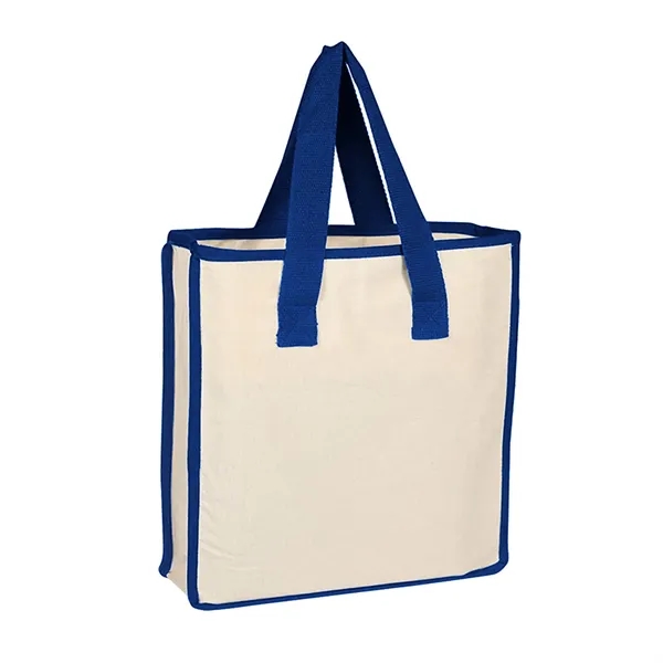 Classic canvas tote with vibrant contrast handles. Spacious, durable & eco-friendly... from ASI 41511 Brainchild USA Inc / BrainChild Gift Club
