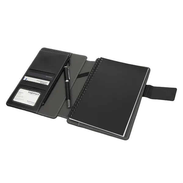 1.06" x 8.75" x 7" leatherette padfolio with spiral bound 50-page... from ASI 67866 Logomark/Valumark