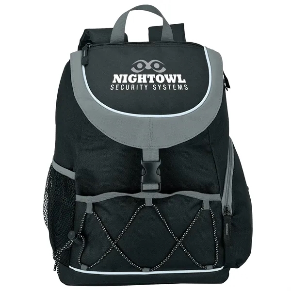 PEVA-lined backpack cooler; 18-can capacity with carrying handle and adjustable padded... from ASI 67866 Logomark/Valumark