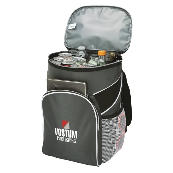 Backpack cooler made with polyester and PEVA lining; has 30-can capacity.... from ASI 67866 Logomark/Valumark