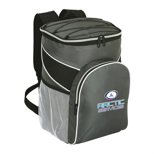 Backpack cooler made with polyester and PEVA lining; has 30-can capacity.... from ASI 67866 Logomark/Valumark
