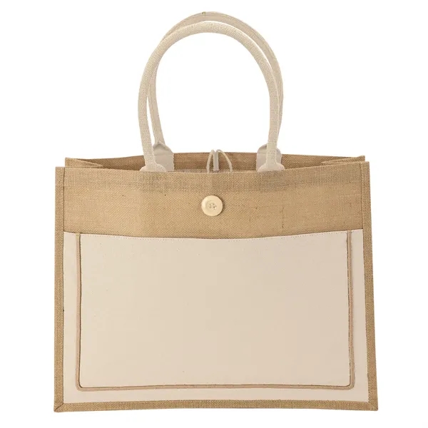 5.5" x 14" x 18.25" natural jute tote bag; includes front... from ASI 67866 Logomark/Valumark