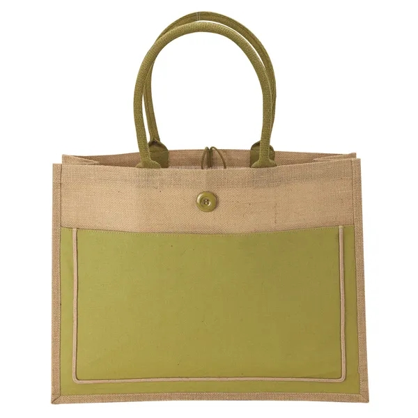 5.5" x 14" x 18.25" natural jute tote bag; includes front... from ASI 67866 Logomark/Valumark