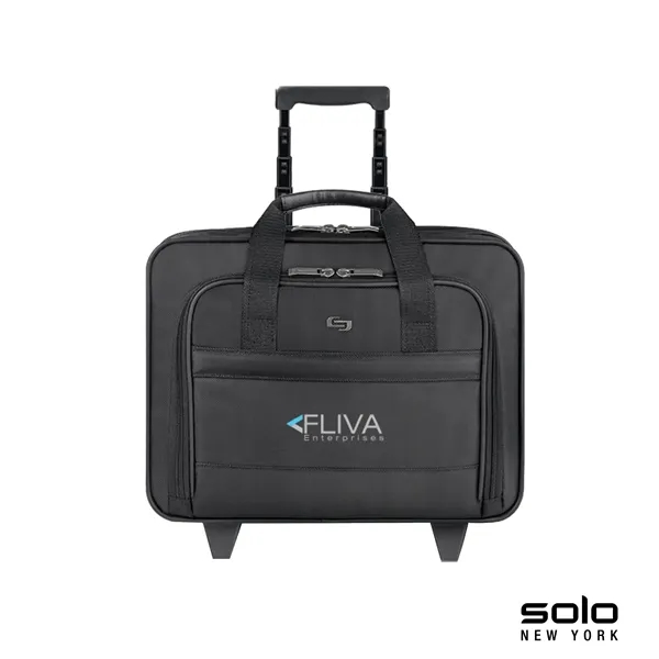 5.5" x 15" x 16" Solo® leather rolling trolley case with... from ASI 67866 Logomark/Valumark