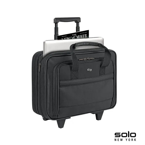 5.5" x 15" x 16" Solo® leather rolling trolley case with... from ASI 67866 Logomark/Valumark