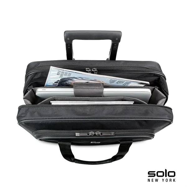 5.5" x 15" x 16" Solo® leather rolling trolley case with... from ASI 67866 Logomark/Valumark