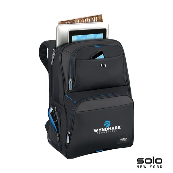 7" x 17.5" x 11.75" leatherette backpack; includes tablet/eReader pocket and... from ASI 67866 Logomark/Valumark