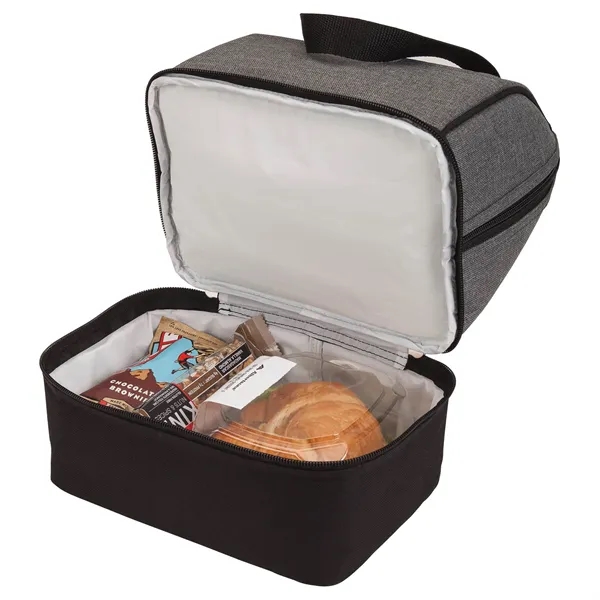 Lunch sack and cooler; made with polyester and has PEVA lining... from ASI 67866 Logomark/Valumark