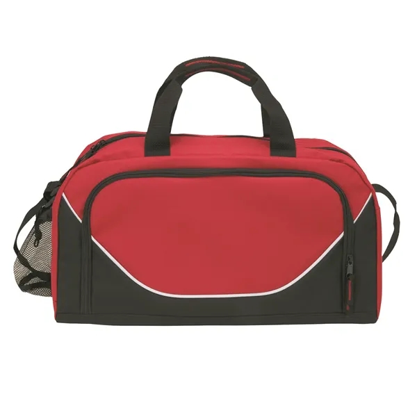 Polyester duffel bag with carrying handles and an adjustable shoulder strap.... from ASI 67866 Logomark/Valumark / Valumark™