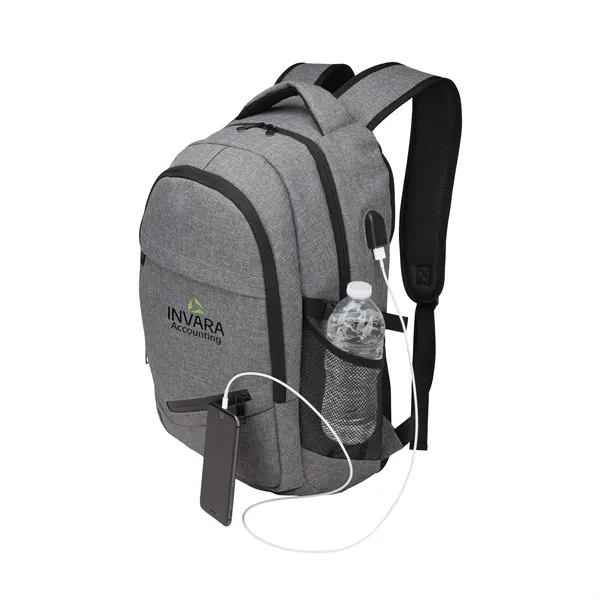 5" x 18.75" x 10.62" laptop backpack; includes external USB port... from ASI 67866 Logomark/Valumark