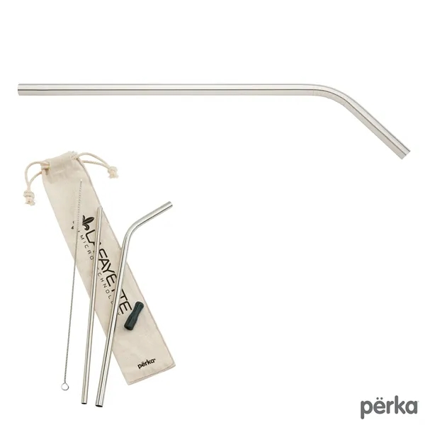 Five-piece Perka® Avila stainless steel drinking straw set in cotton drawstring... from ASI 67866 Logomark/Valumark