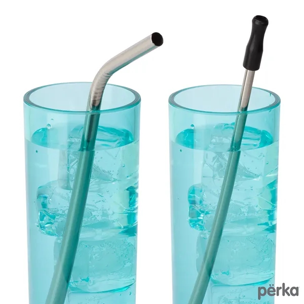 Five-piece Perka® Avila stainless steel drinking straw set in cotton drawstring... from ASI 67866 Logomark/Valumark