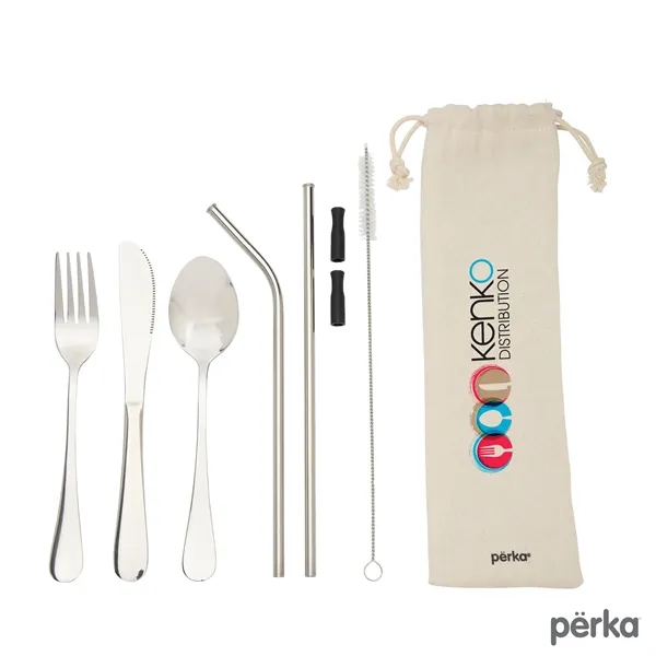 Perka® Castellana 8-Piece Steel Straw & Utensil Set... from ASI 67866 Logomark/Valumark